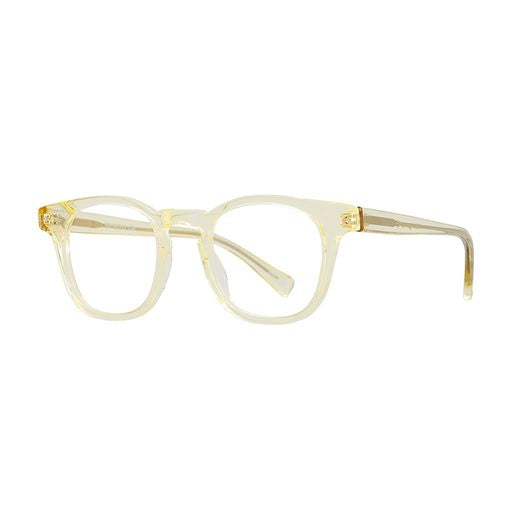 Profile view of men's yellow glasses called Big Al, Made in USA