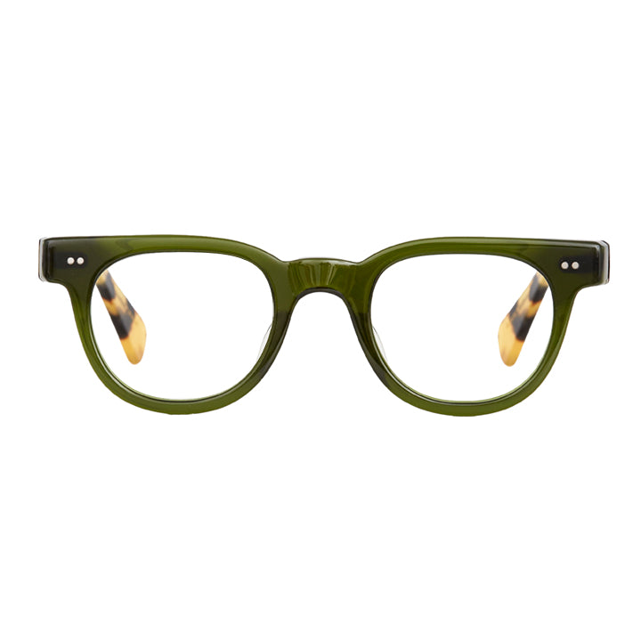 Classic glasses for men with modern olive and tortoise color combination.