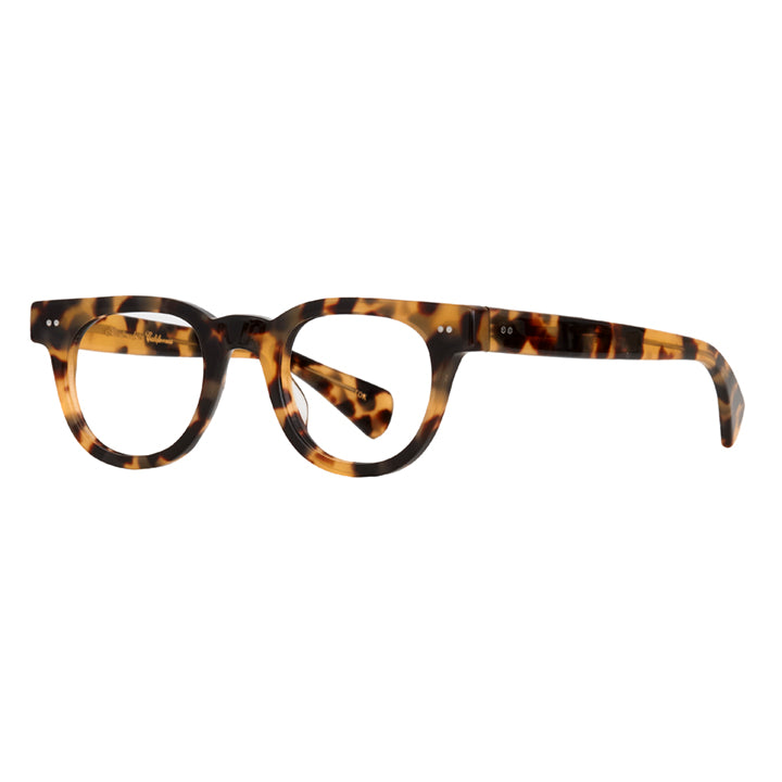 Profile view of mens glasses in tortoise.
