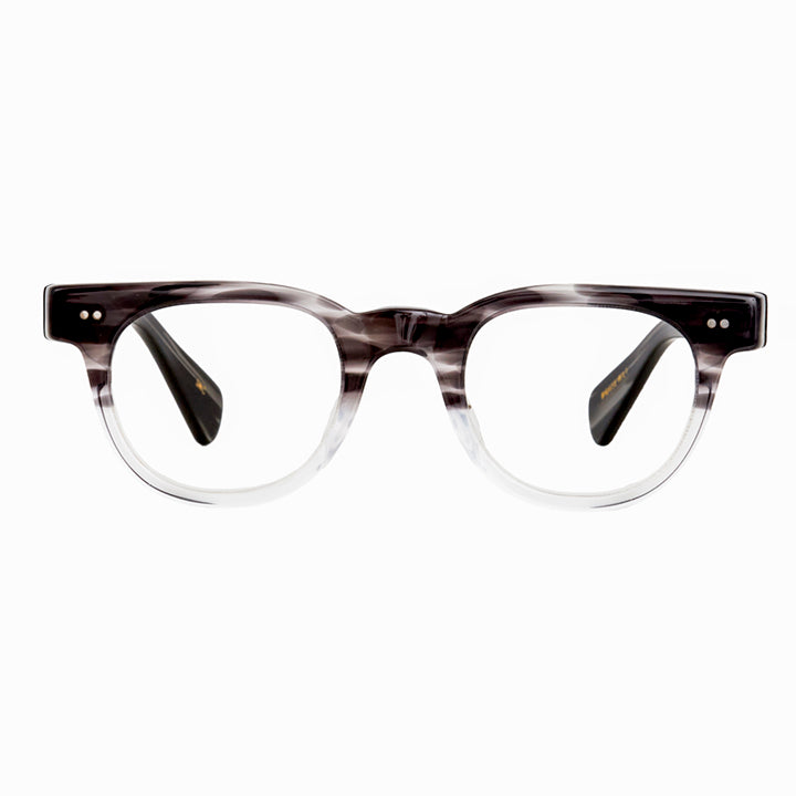 Mens glasses with smoke streak brow on top of crystal.