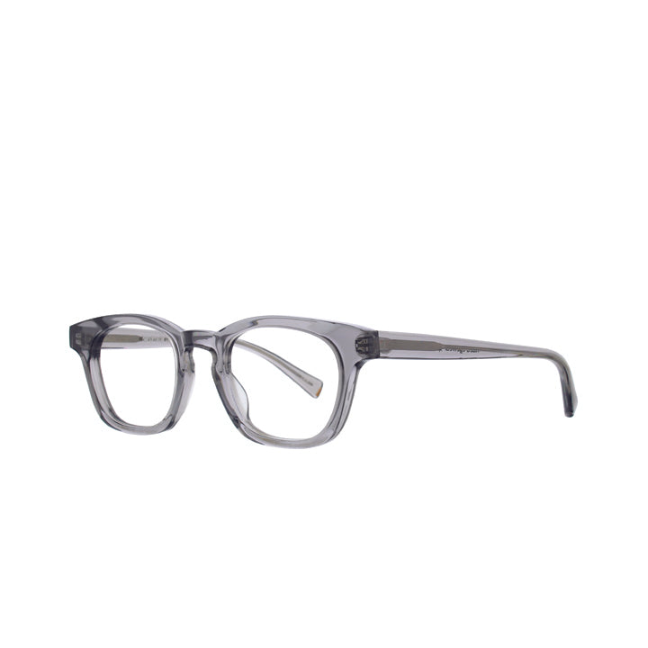 A pair of square-shaped, full frame eyeglasses with a keyhole bridge, displayed against a white background.