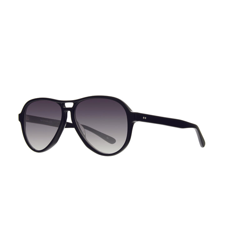 Profile view of mens aviator sunglasses made in USA with a gay gradient lens.