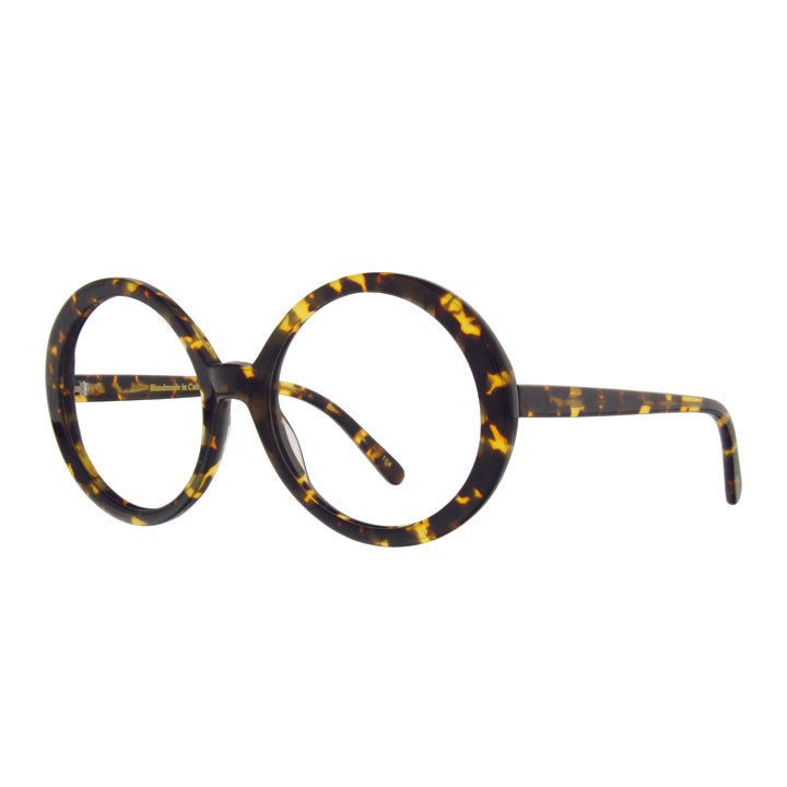 Oversized round glasses for prescription or sun protection. Round Tokyo tortoise.