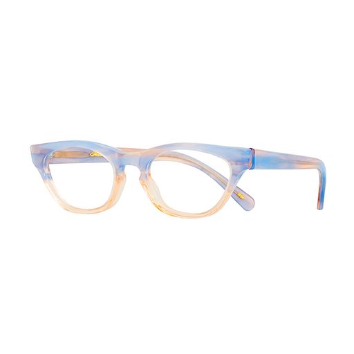 Side view of petite pastel glasses for narrow face. Made in California