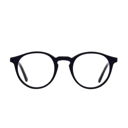 Black P3 round glasses with keyhole bridge. Gender neutral, unisex style frames.