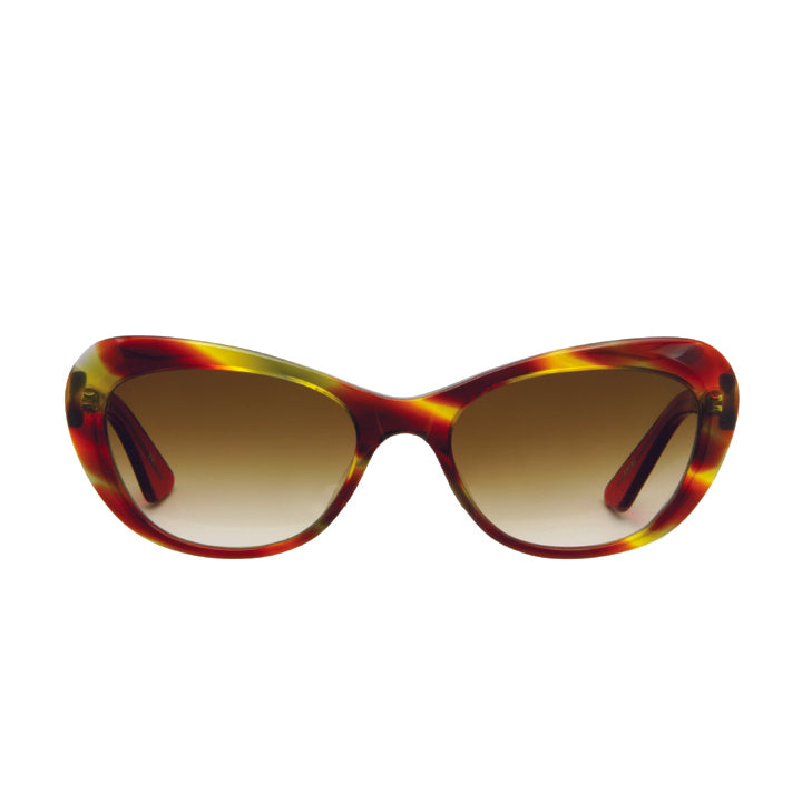 Red tortoise cat eye sunglasses for prescription, handmade in California. 