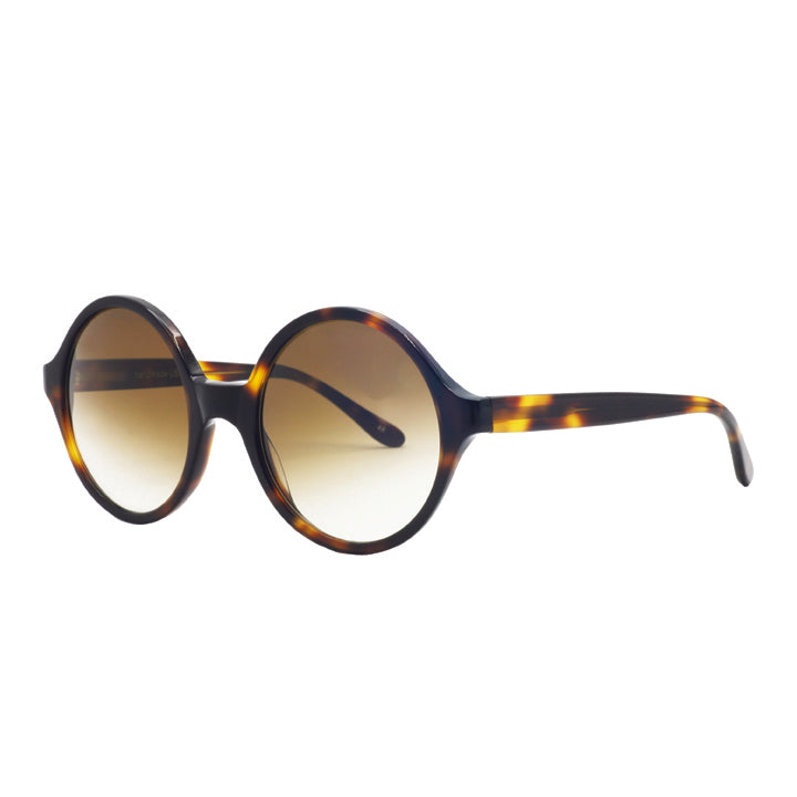 Big round tortoise shell sunglasses with brown gradient lenses.
